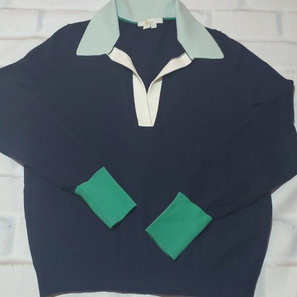 Boden ladies light sweater US 10 navy green mint